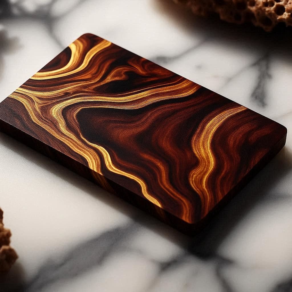 Carte NFC bois résine dorée Card Prestige Zebrano Art